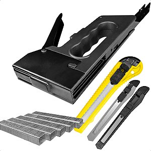 Grampeador Manual Tapeceiro Inclui 3 Estiletes e Grampo 6mm