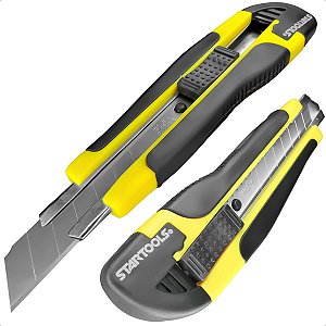 Estilete Largo Profissional 18 Mm Cabo Emborrachado Preto