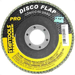 Disco Flap Lixadeira Conico 4 1/2 60 Grão Com 10 Peças