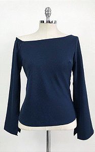 Blusa Tricot Azul Marinho Ombro de Fora Italiana, Blusa Feminina Importada  Da Itália Usado 90992800