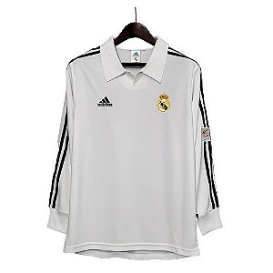 Camisa Retrô Real Madrid - Manga Longa - 2001/02