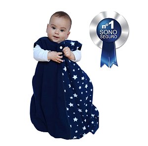 Saco de dormir para bebê em Microsoft azul marinho estrelas (inverno)