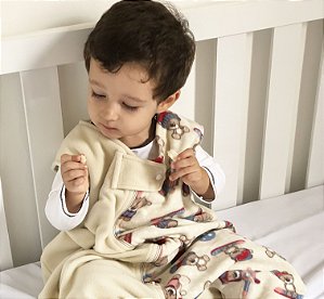 Saco de dormir para bebê em Microsoft Creme Ursinho (inverno)