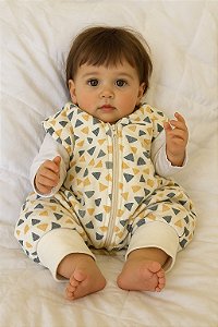 Saco de dormir infantil com pezinho em Moletinho Estampado (Meia Estação)