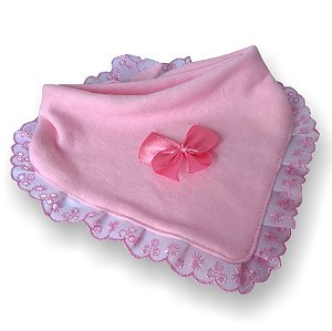 Babador bandana dupla face princesa para bebê rosa escuro malha 100% algodão