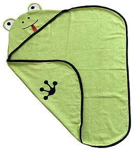 Toalha de banho com capuz de bichinho sapo para bebê 100% algodão