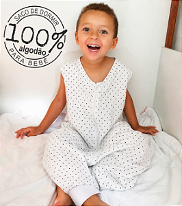 Saco de dormir infantil com pezinho em malha 100% algodão branco (verão)