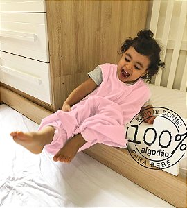 Saco de dormir infantil em malha 100% algodão rosa (verão) pezinho