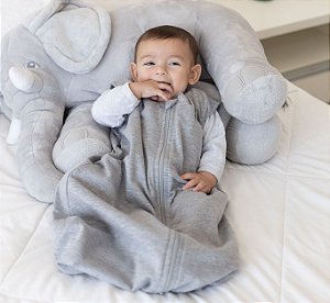 Saco de dormir para bebê em Moletinho Cinza (Meia Estação)
