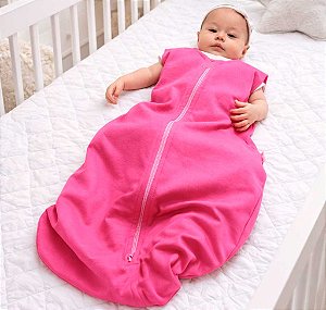 Saco de dormir para bebê em Moletinho Rosa (Meia Estação)