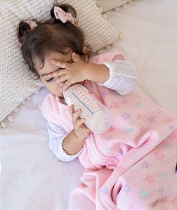 Saco de dormir para bebê em Microsoft Rosa Estrelas (inverno)
