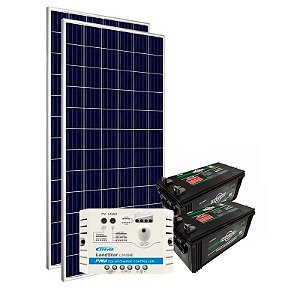 Kit Energia Solar Off Grid c/ Bateria 310Wp - até 977Wh/dia