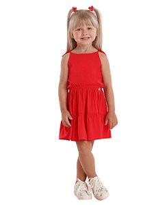 Vestido infantil Mon Sucré verão casual vermelho alcinha