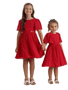 Vestido infantil  de festa Petti Cherie estrelas vermelho 1 ao 6