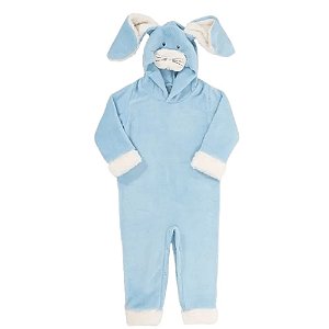 Macacão infantil inverno pijama coelho azul