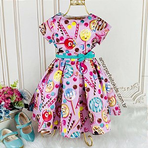 Vestido infantil de festa Mon Sucré Moster Sweet lilás