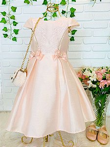 Vestido de festa infantil Petit Cherie mullet luxo rosa claro