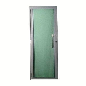 Porta Glass Cinza 2,10x0,80 abertura esquerda, vidro temperado verde c/ puxador