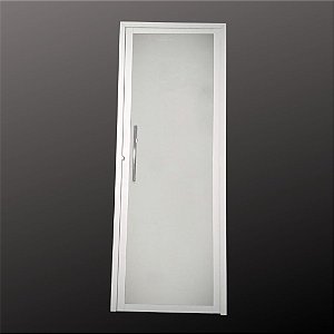 Porta Glass Branca 2,10x0,80 Abertura Esquerda - Vidro Temperado Incolor c/ puxador