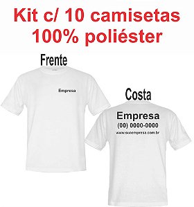 Kit c/ 10 camisetas 100% Poliéster branca