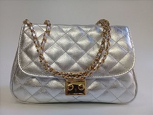 Bolsa matelasse  metalizada prata