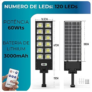 Luz Solar Potente para Áreas Externas, com 504 LEDs,