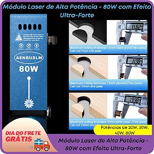 Módulo de Gravador CNC Potências 20W, 30W, 40W, 80W para Corte e Gravação
