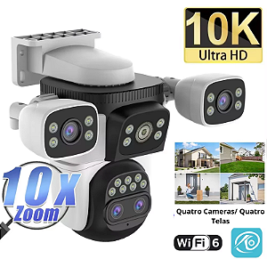 Câmera de Segurança WiFi 10K UHD com Zoom Óptico 10X, Visão Noturna e Rastreio Automático