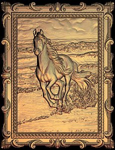 Arquivos STL para modelos 3d cnc gravura, router (4 peças) CAVALO CORRENDO