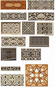 Arquivos STL para modelos 3d cnc gravura, router conjuntos decorativo (14 peças)