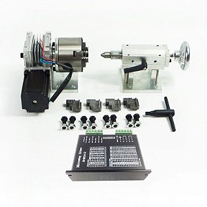 Quarto eixo rotativo para router CNC  cabeça escultura tridimensional com mandril