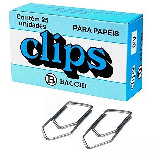 Clips Niquelado 8/0 Caixa com 25un - Bacchi