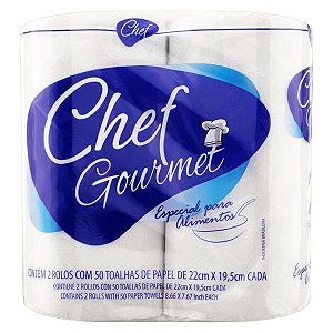 Papel Toalha Chef 2 Rolos 22cm x19,5cm c/100 Folhas - Higiene