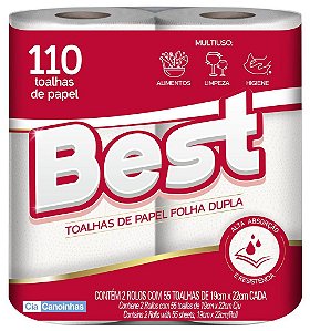 Papel Toalha Cozinha Best c/ 2 Rolos 55 Folhas 19x22cm