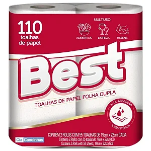Papel Toalha Rolo Cozinha Best c/2 110 Folhas