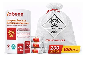 Saco para Lixo Infectante Vabene Branco c/100 200L