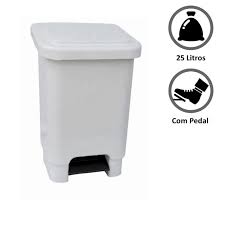 Lixeira c/ Pedal Extra Resistente Branca 25L