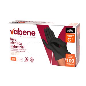 Luva Nitrílica Preta Sem Pó Vabene G - Caixa Fechada c/10 CX