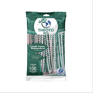Canudo Biodegradável Comum Embalado Individualmente Theoto - Pacote c/ 100 Un - Ref.: 75080