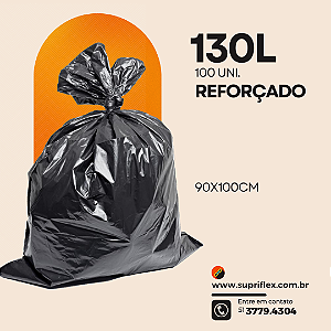 Saco para Lixo Preto 130L c/100