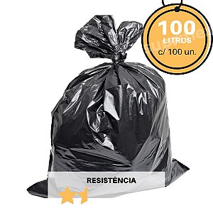 Saco de Lixo Preto 100L c/100 Resistência:Flex