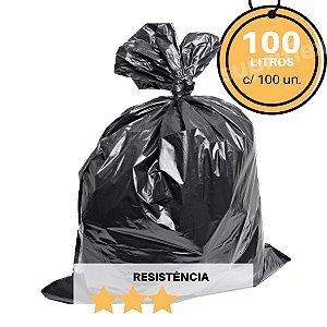 Saco de Lixo Preto 100L c/100 Resistência: Médio