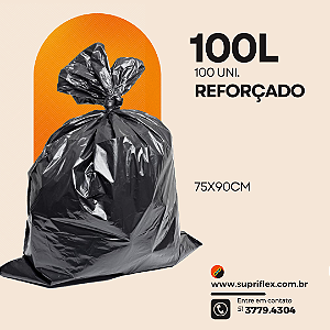 Saco de Lixo Preto 100L c/100 Reforçado