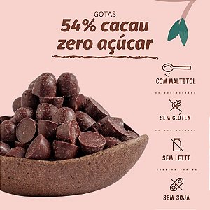 GOTAS de chocolate ZERO AÇÚCAR 54% cacau 1 KG - Sem glúten, leite e soja
