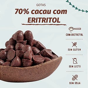 GOTAS de chocolate LOW CARB 70% cacau 1 KG - c/eritritol
