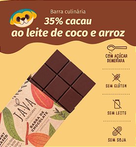 Barra de chocolate 35% cacau ao leite de arroz e coco - 1 KG