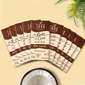 Chocolate ao LEITE DE COCO vegano 42% cacau - CAIXA COM 10 UNIDADES 20G - NOVO PESO