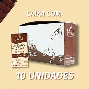 Chocolate ao LEITE DE COCO vegano 42% cacau - CAIXA COM 10 UNIDADES 25g