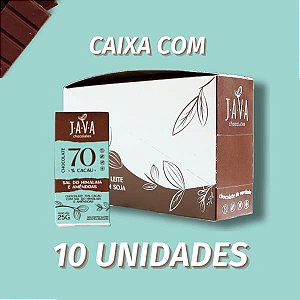 Chocolate 70% Cacau com SAL do HIMALAIA e Amêndoas - CAIXA COM 10 UNIDADES 25g