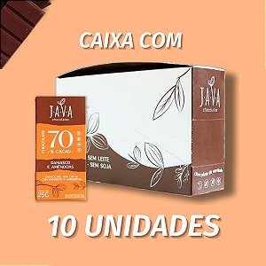 Chocolate 70% Cacau com DAMASCO e Amêndoas - CAIXA COM 10 UNIDADES 25g